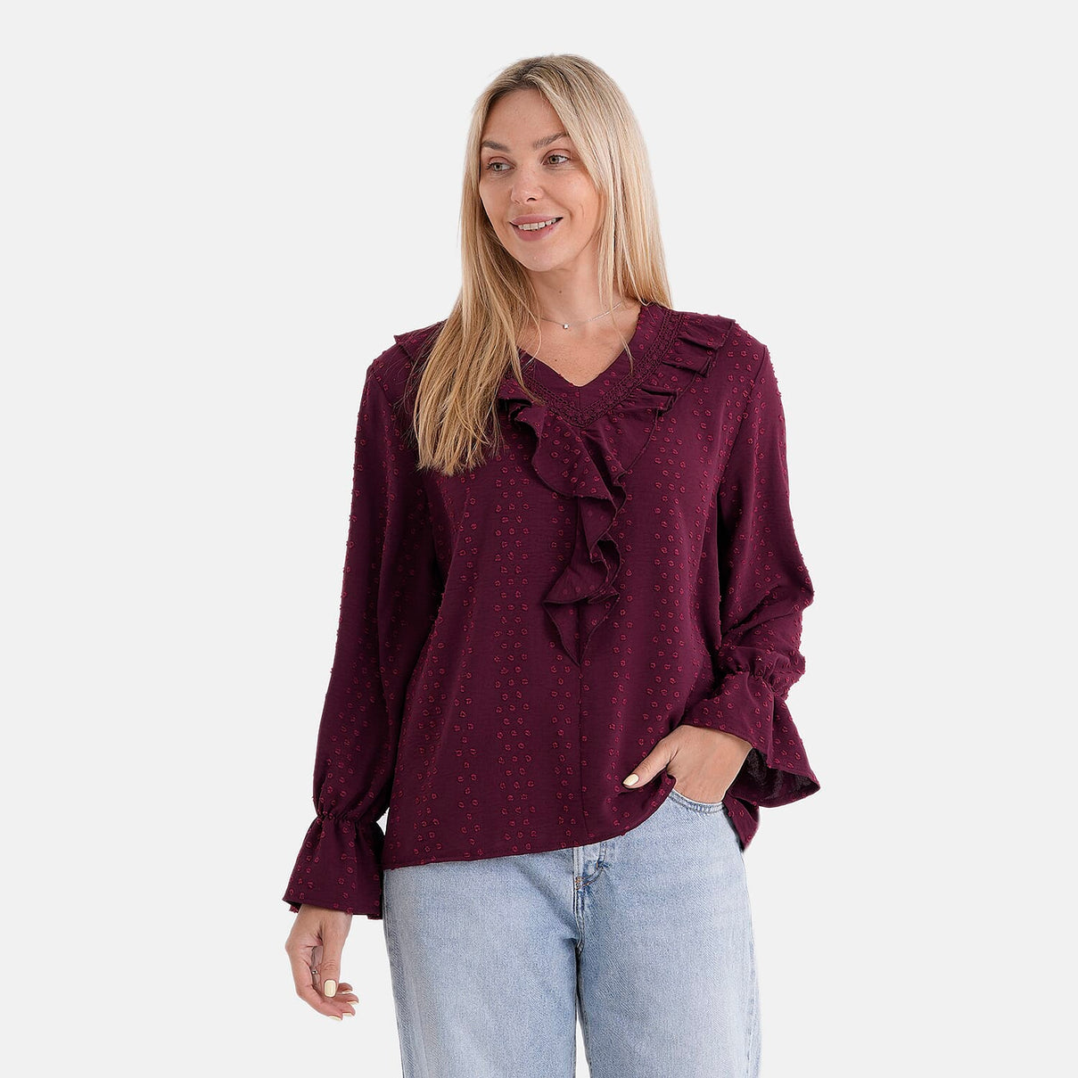 La Marey French Style Frill Blouse (Size 16 to 18) - Red 8360149 4