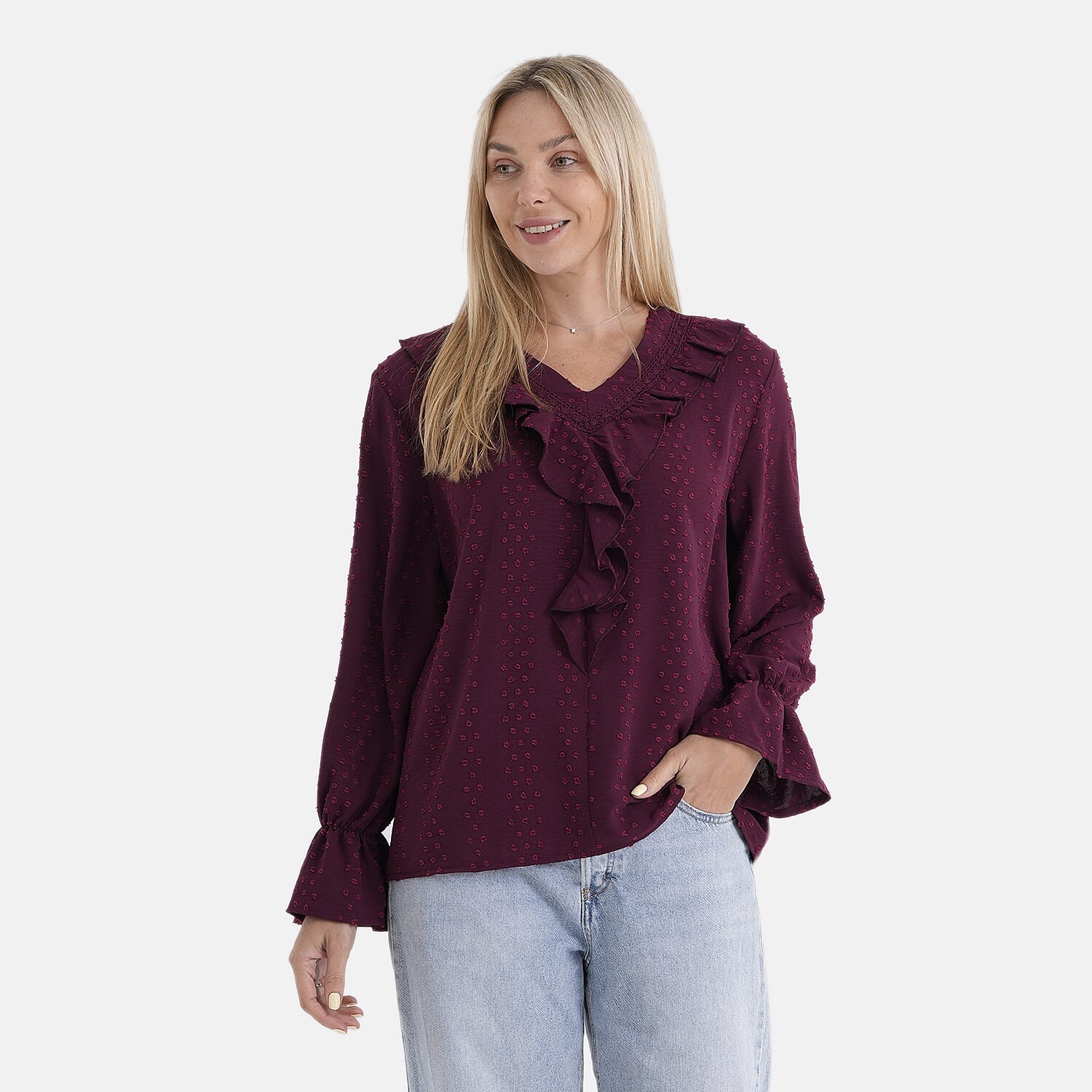 La Marey French Style Frill Blouse (Size 16 to 18) - Red 8360149 4