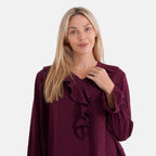 La Marey French Style Frill Blouse (Size 16 to 18) - Red