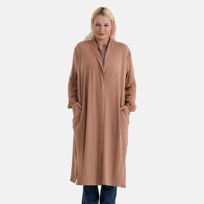 La Marey Longline Knitted Jersey Cardigan (Size 16 to 20) - Brown 8360177 1