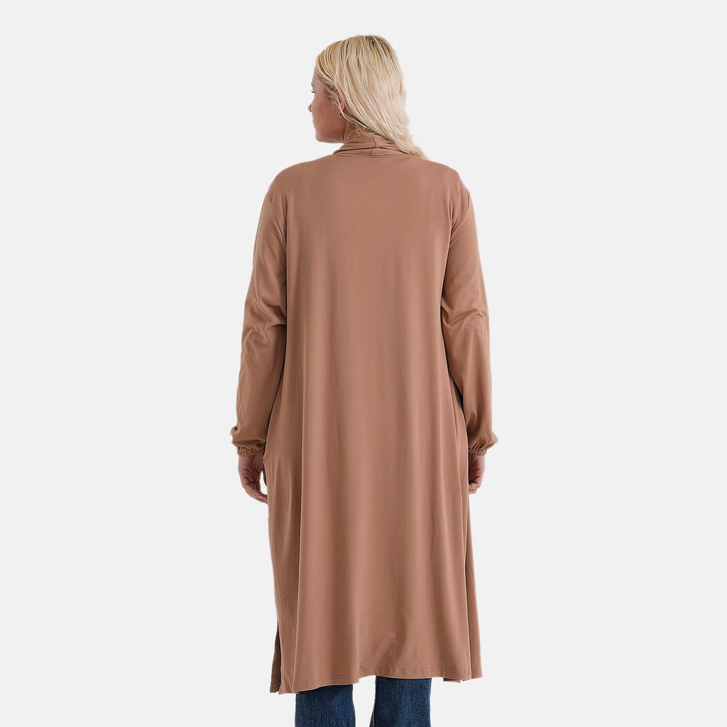 La Marey Longline Knitted Jersey Cardigan (Size 16 to 20) - Brown