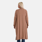 La Marey Longline Knitted Jersey Cardigan (Size 16 to 20) - Brown