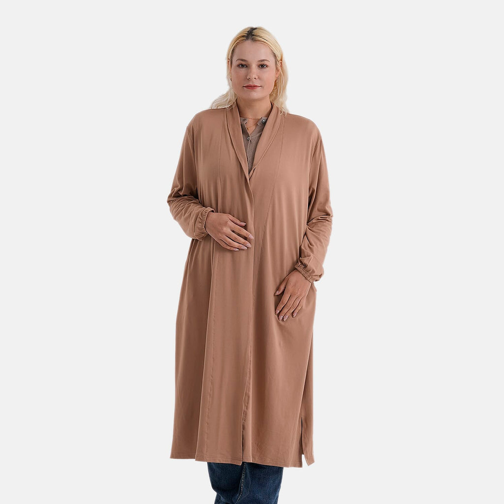 La Marey Longline Knitted Jersey Cardigan (Size 16 to 20) - Brown