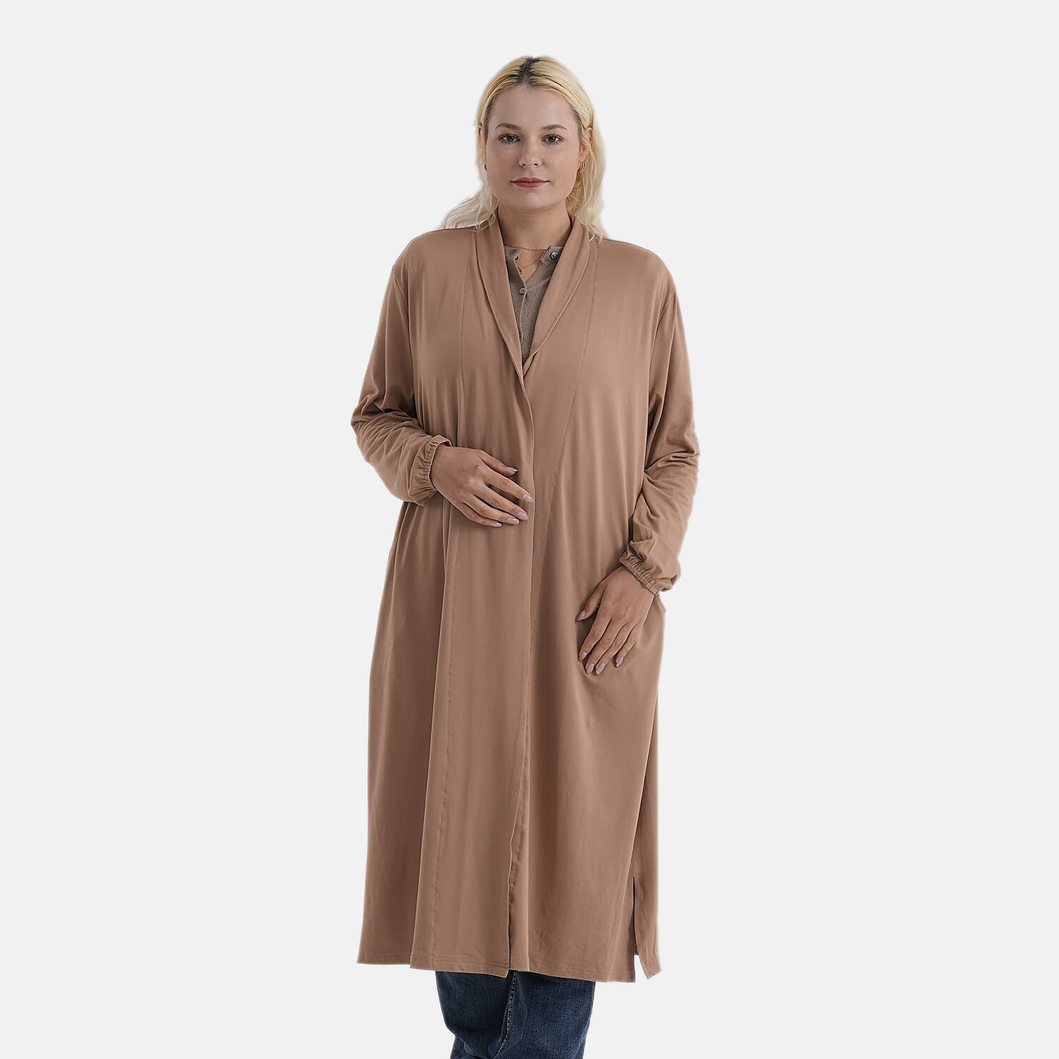 La Marey Longline Knitted Jersey Cardigan (Size 16 to 20) - Brown 8360177 4