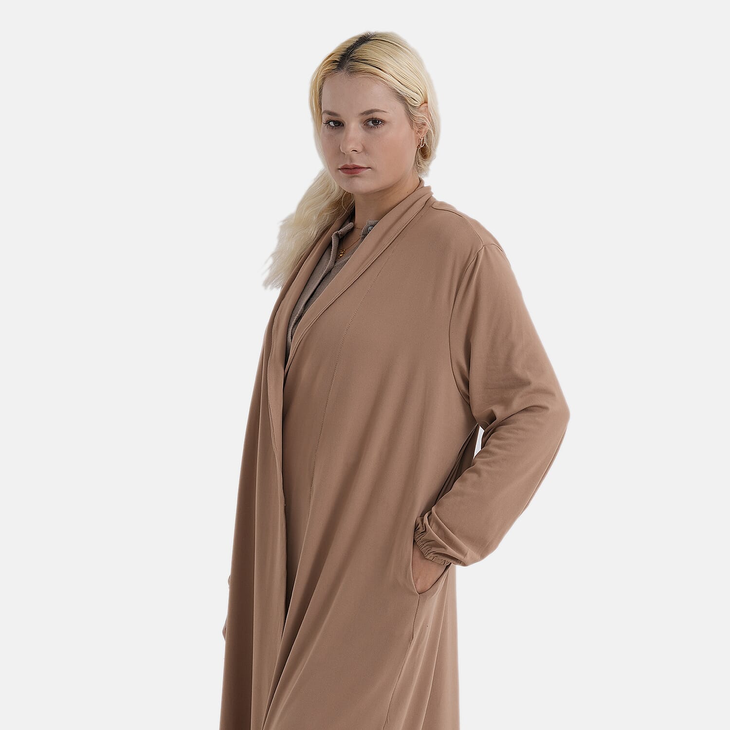 La Marey Longline Knitted Jersey Cardigan (Size 16 to 20) - Brown 8360177 5