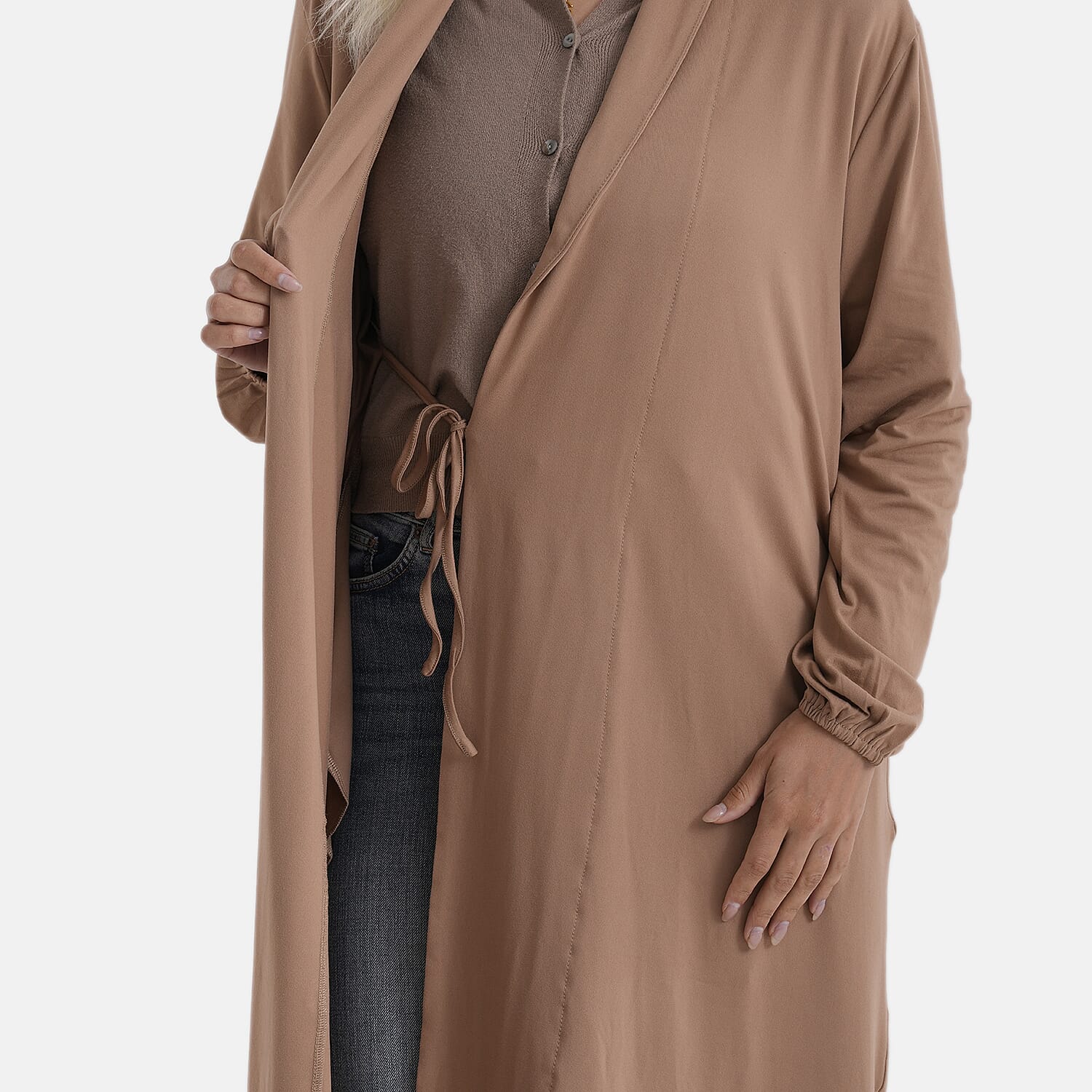 La Marey Longline Knitted Jersey Cardigan (Size 16 to 20) - Brown 8360177 6