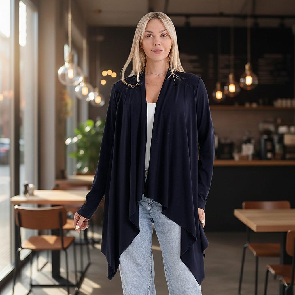 La Marey Waterfall Longline Cardigan (One Size) - Navy 8414802 2