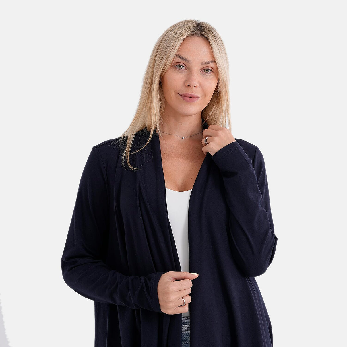 La Marey Waterfall Longline Cardigan (One Size) - Navy 8414802 6