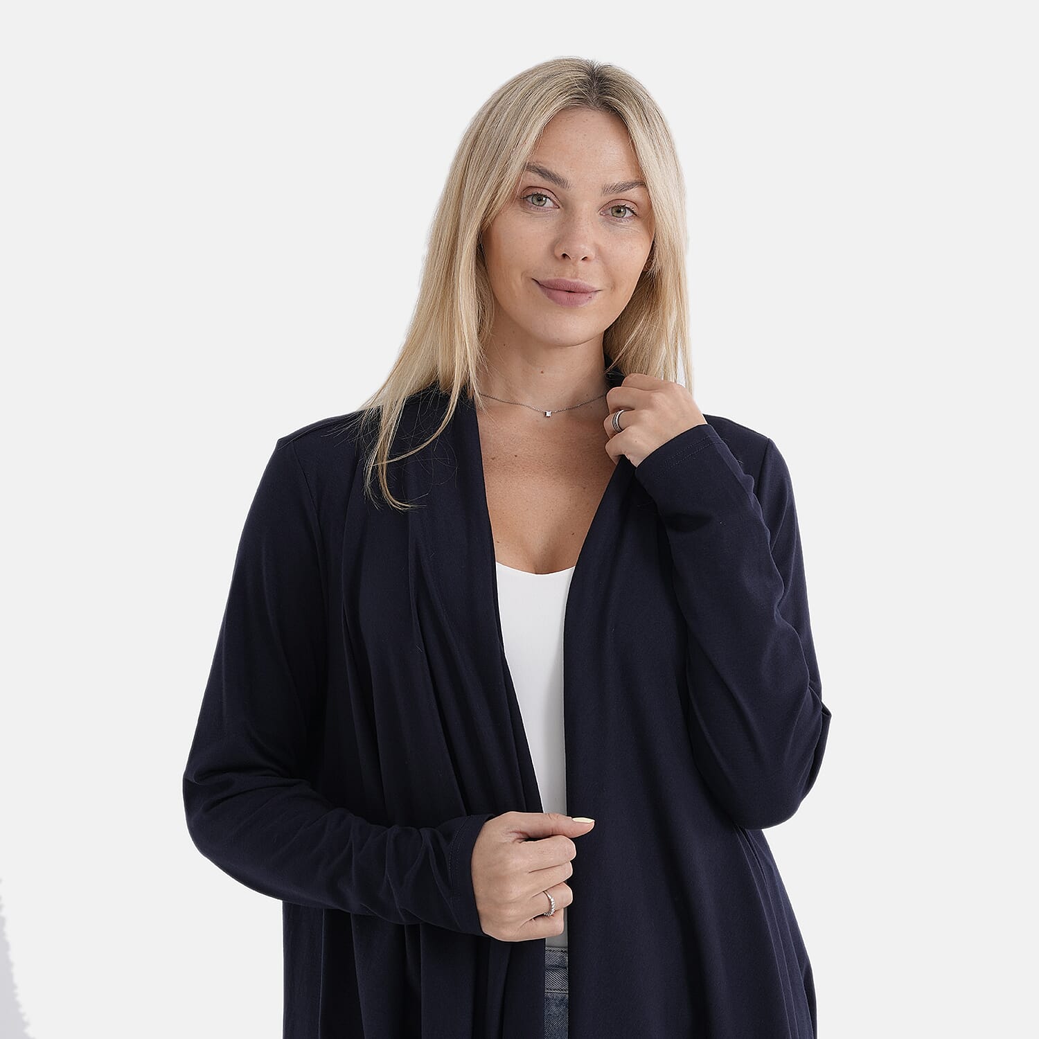 La Marey Waterfall Longline Cardigan (One Size) - Navy 8414802 6