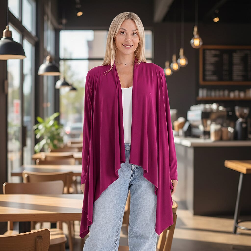 La Marey Waterfall Longline Cardigan (One Size) - Rose Pink V32515824 2