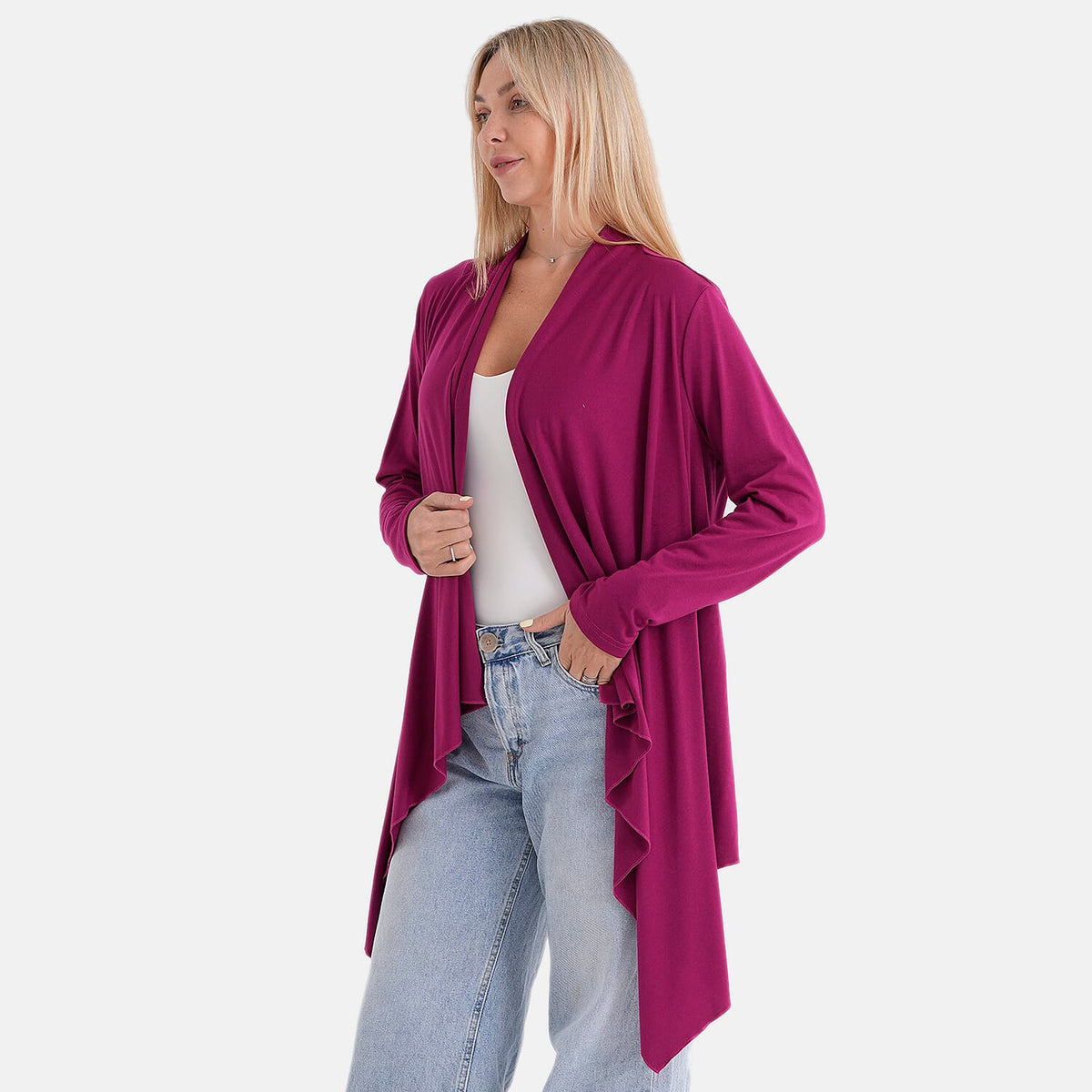 La Marey Waterfall Longline Cardigan (One Size) - Rose Pink V32515824 4