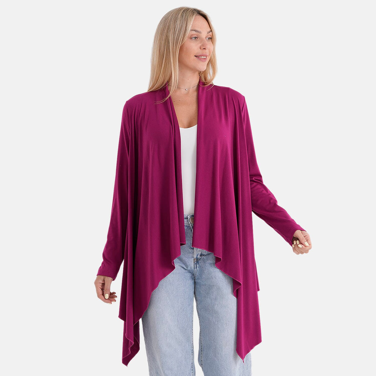 La Marey Waterfall Longline Cardigan (One Size) - Rose Pink V32515824 5