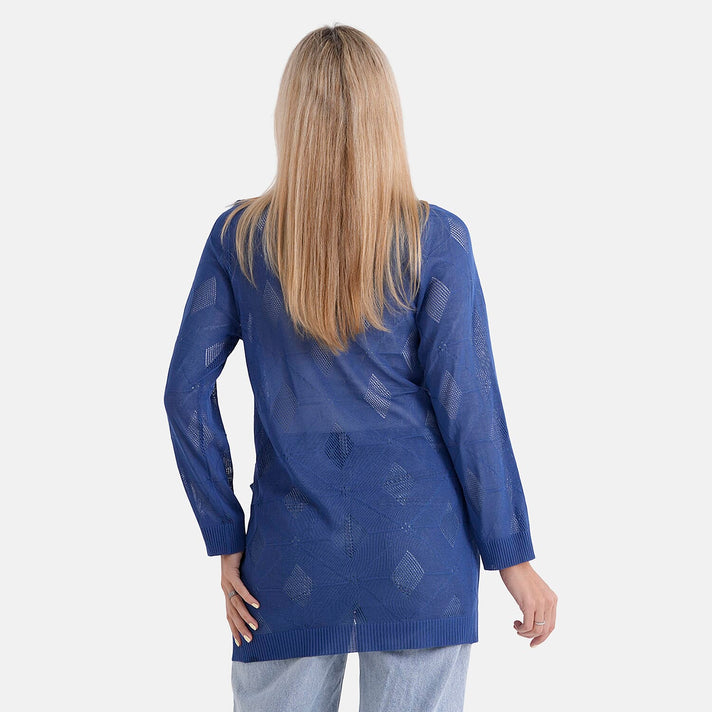 La Marey Womens Classic Midi Length Open Front Cardigan (Size - S-M, 8 to 14) - Yale Blue 8411924 2