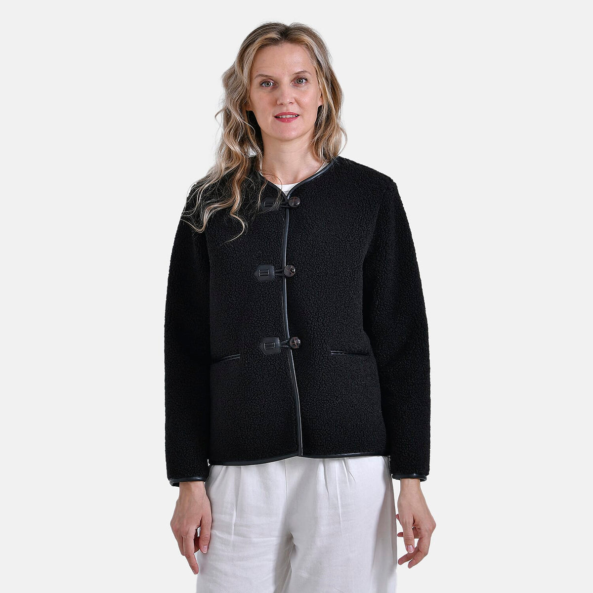 La Marey Fur-effect Coat with Appliques  (Size 12 to 14) - Black 7934055 8