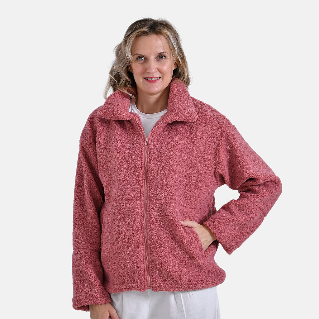La Marey Plush Jacket with Pockets (Size 16 to 18) - Pink