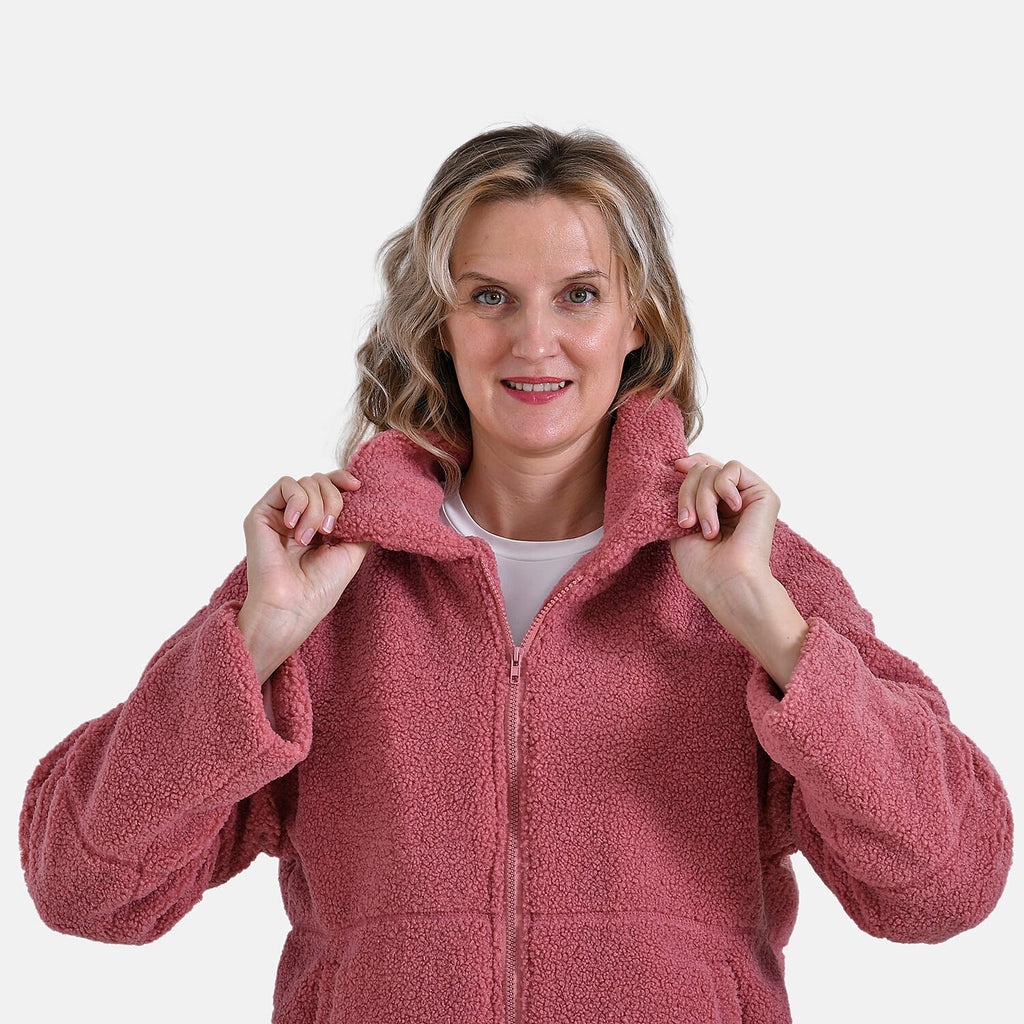 La Marey Plush Jacket with Pockets (Size 16 to 18) - Pink