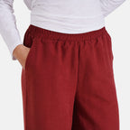 La Marey Womens Wide Leg Lounge High Waist Trouser (Size L) - Wine