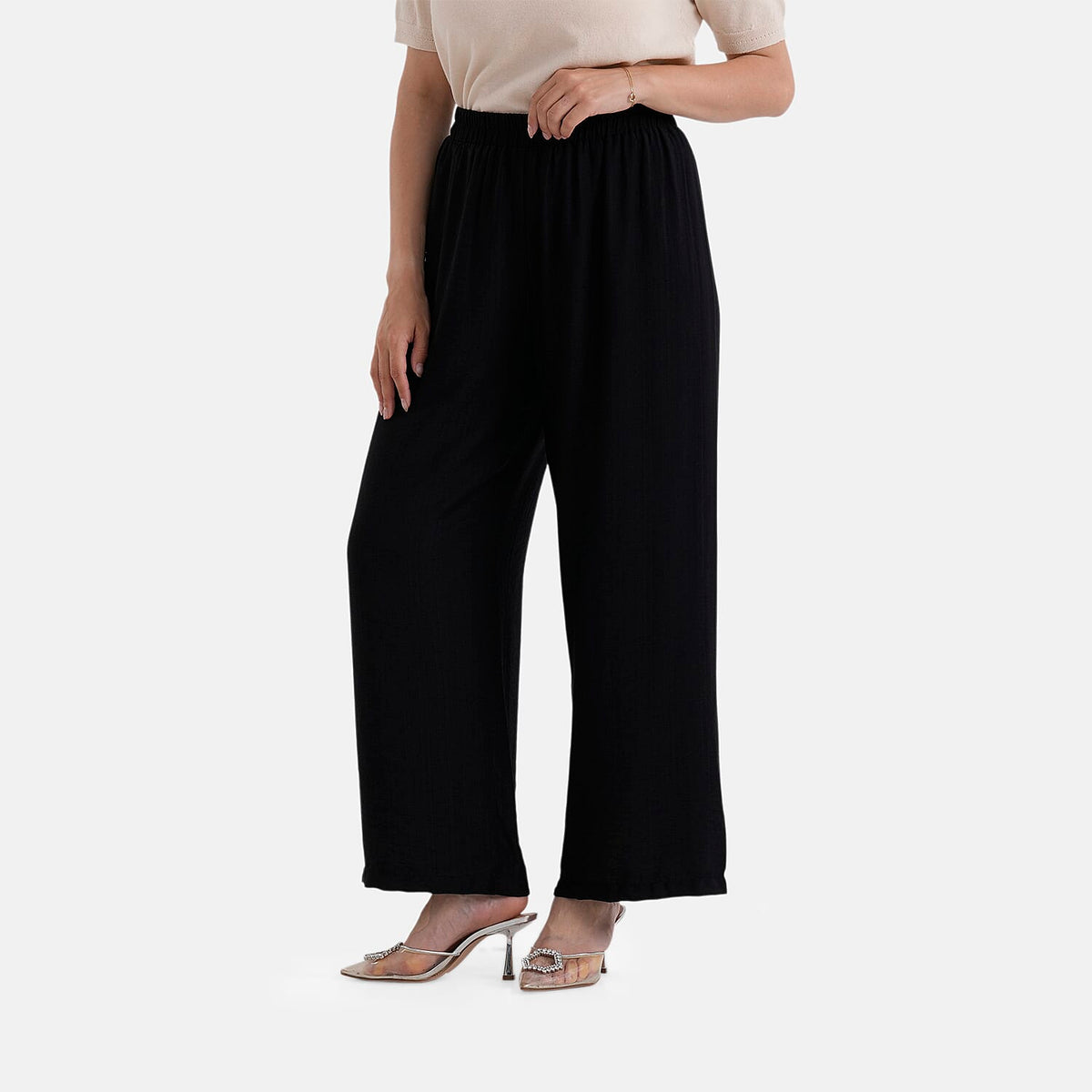 La Marey High-Waisted Relaxed Fit Wide-Leg Trousers (Size - L/XL, 16 to 22) - Black V32515662 0