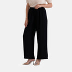 La Marey High-Waisted Relaxed Fit Wide-Leg Trousers (Size - L-XL, 16 to 22) - Black