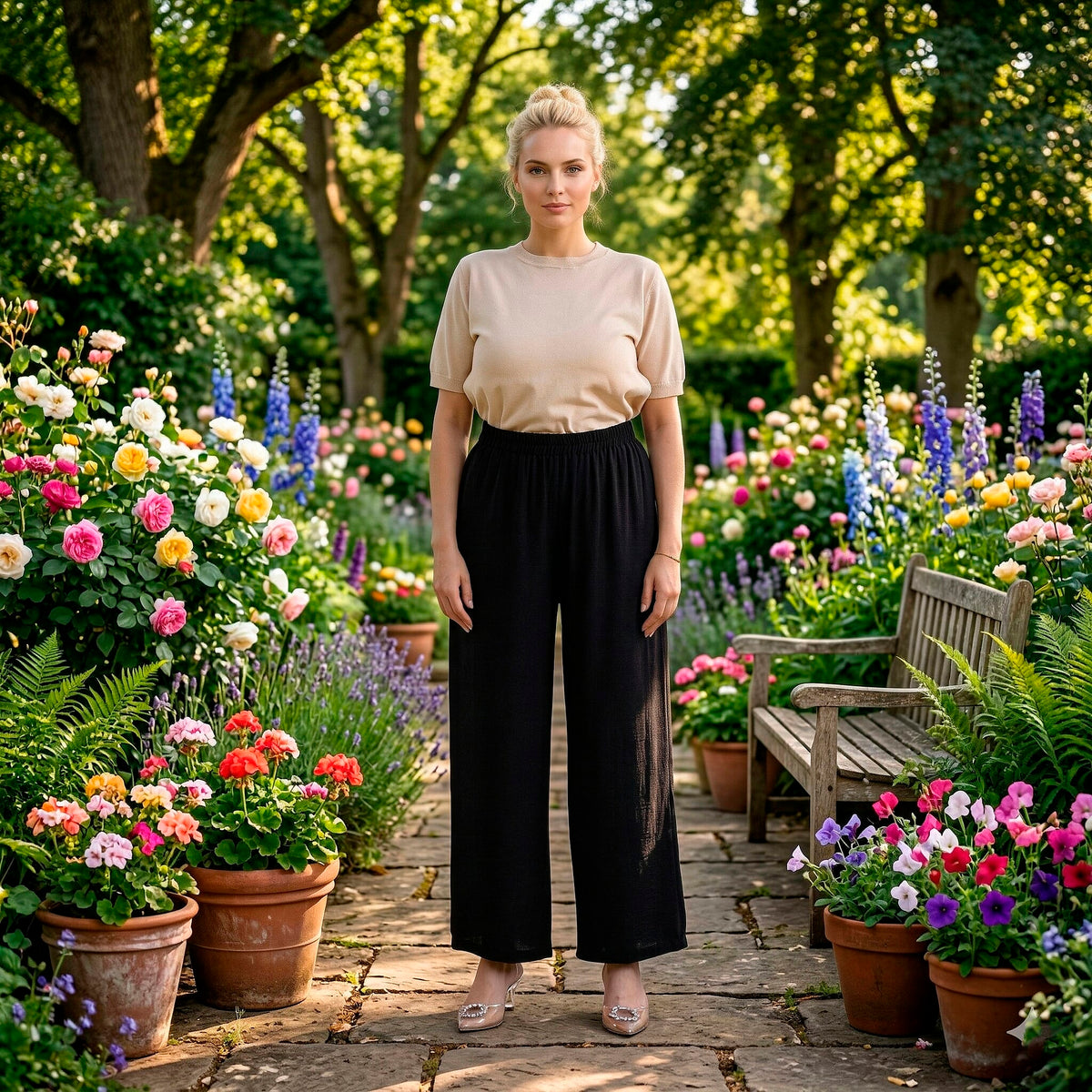 La Marey High-Waisted Relaxed Fit Wide-Leg Trousers (Size - L/XL, 16 to 22) - Black V32515662 2