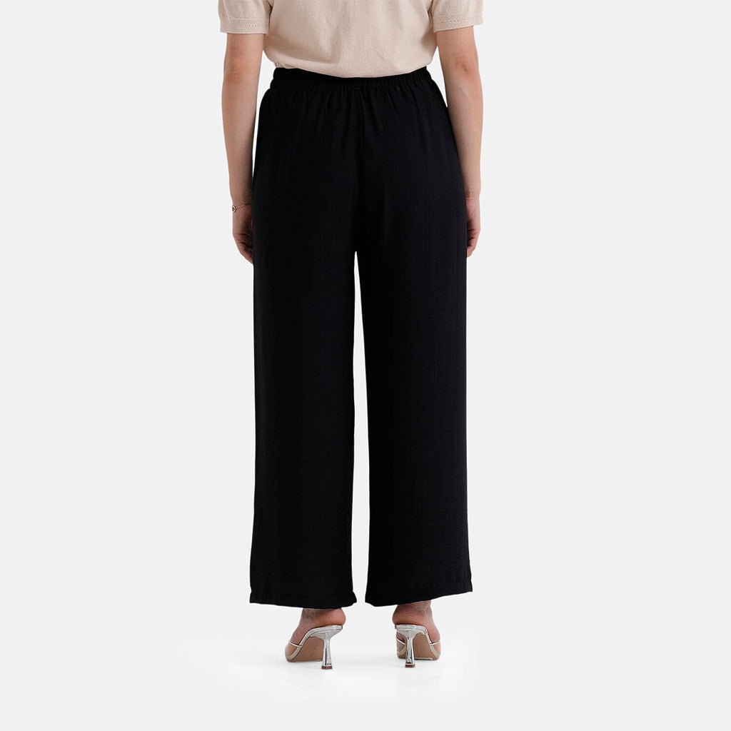 La Marey High-Waisted Relaxed Fit Wide-Leg Trousers (Size - L-XL, 16 to 22) - Black
