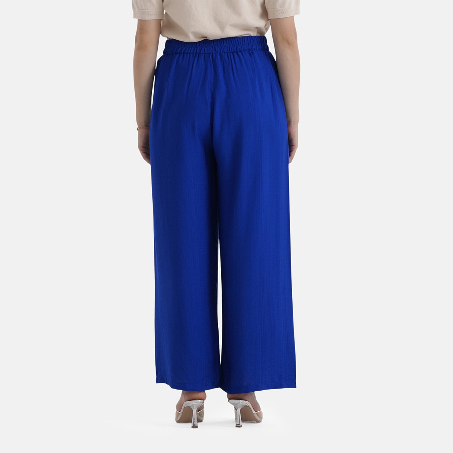 La Marey Designer High-Waisted Relaxed Fit Wide-Leg Trousers (Size - L-XL, 16 to 22) - Blue 8437522 3