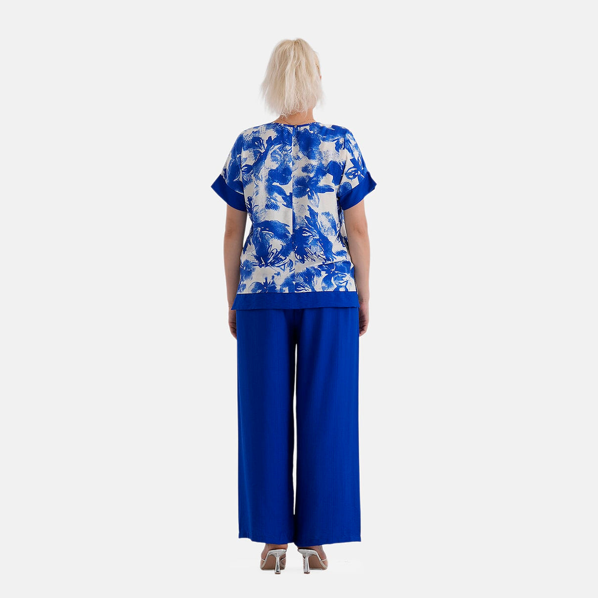 La Marey Designer High-Waisted Relaxed Fit Wide-Leg Trousers (Size - L-XL, 16 to 22) - Blue 8437522 6