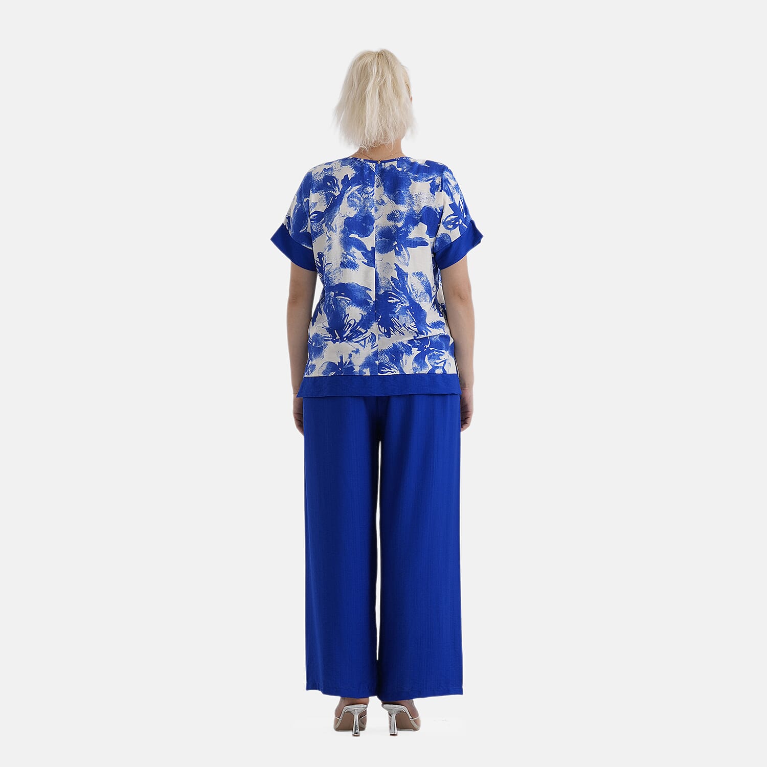 La Marey Designer High-Waisted Relaxed Fit Wide-Leg Trousers (Size - L-XL, 16 to 22) - Blue 8437522 6