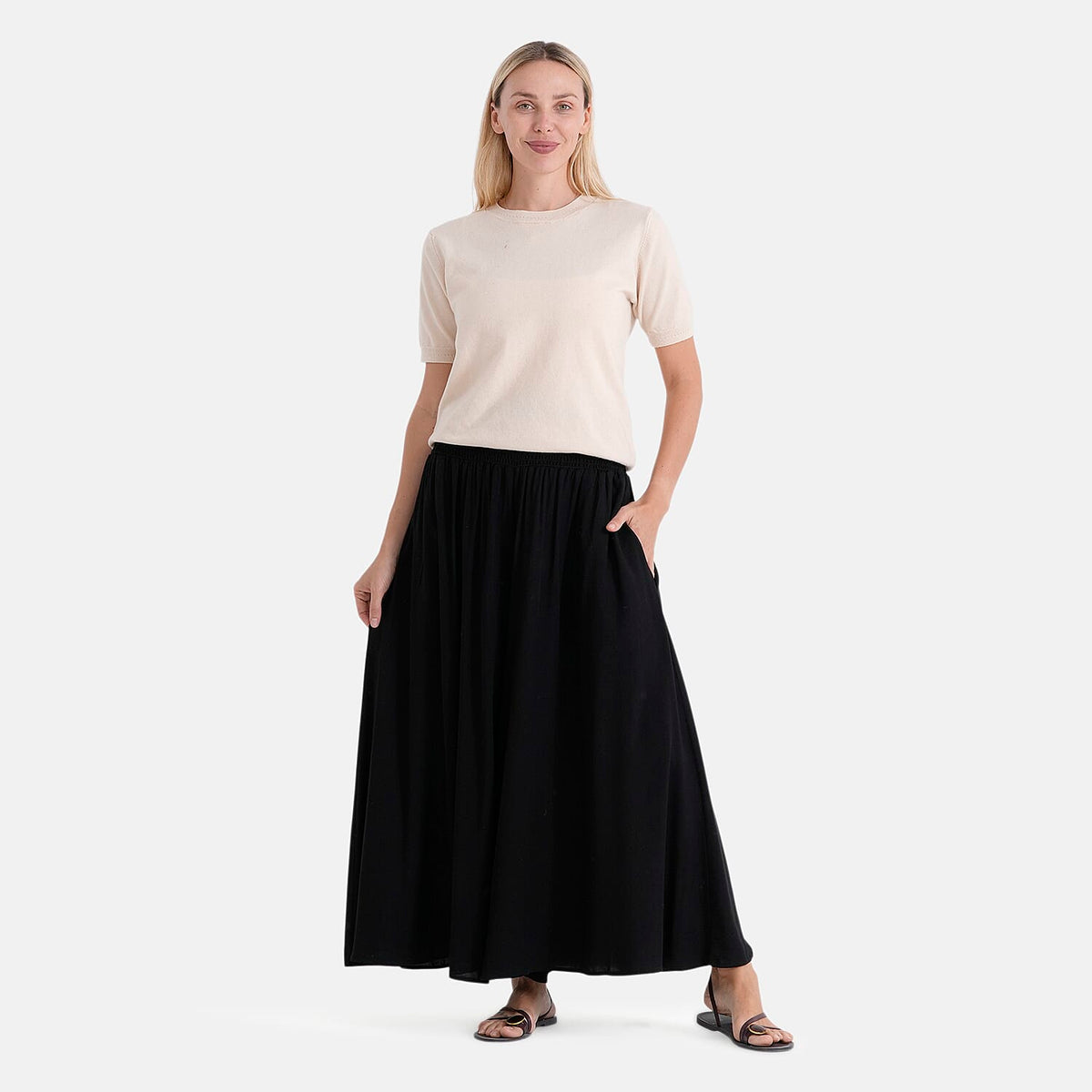 La Marey Smocked Stretch Culotte (One Size, 10-22) - Black V32529130 0