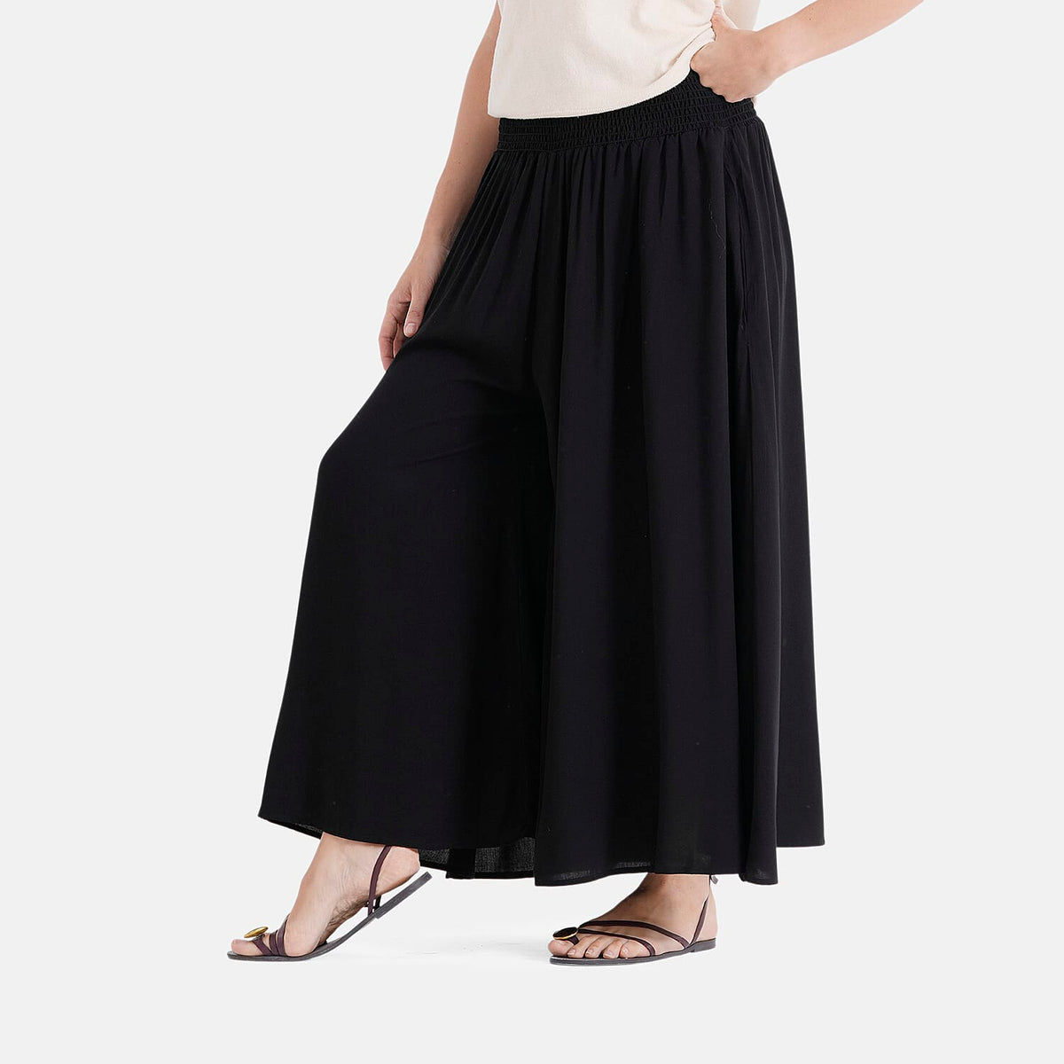 La Marey Smocked Stretch Culotte (One Size, 10-22) - Black V32529130 4