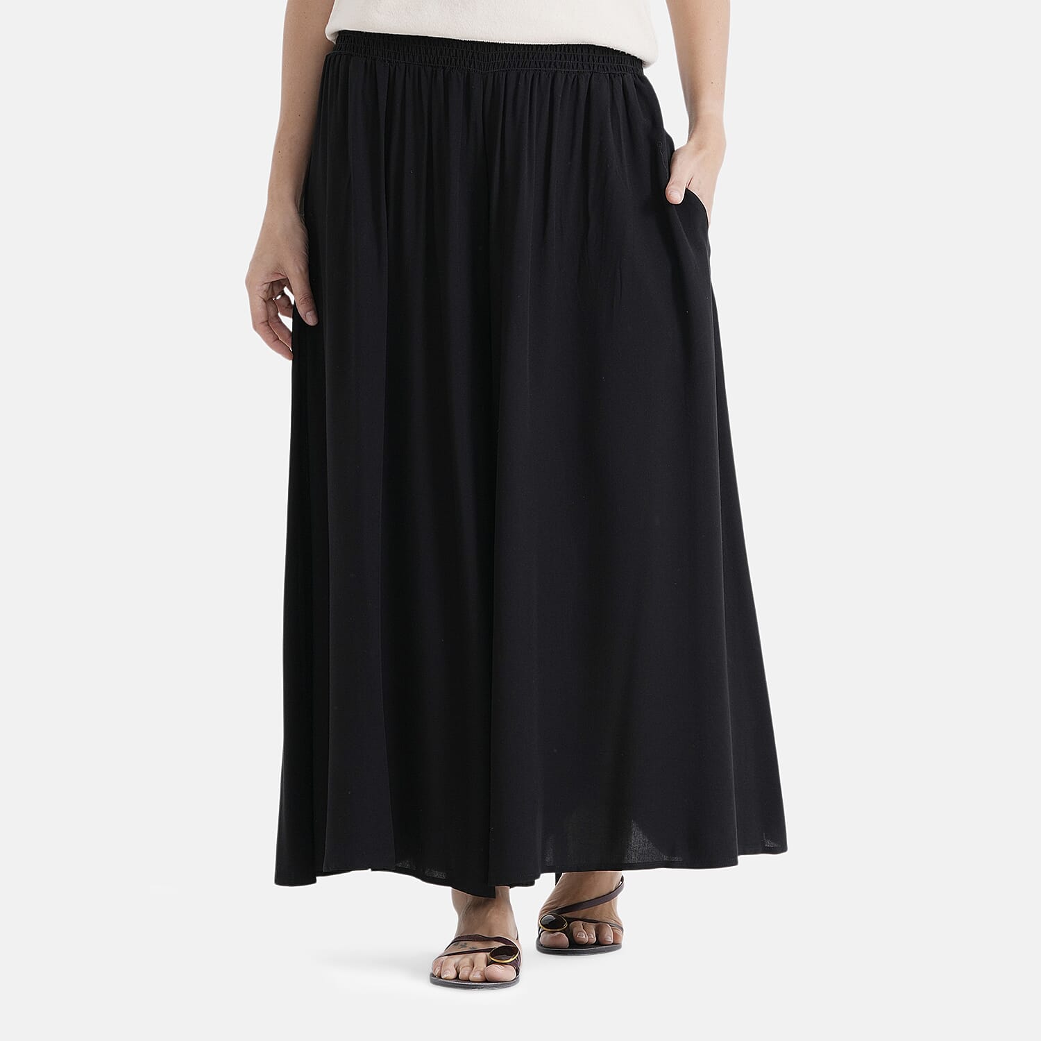 La Marey Smocked Stretch Culotte (One Size, 10-22) - Black V32529130 5