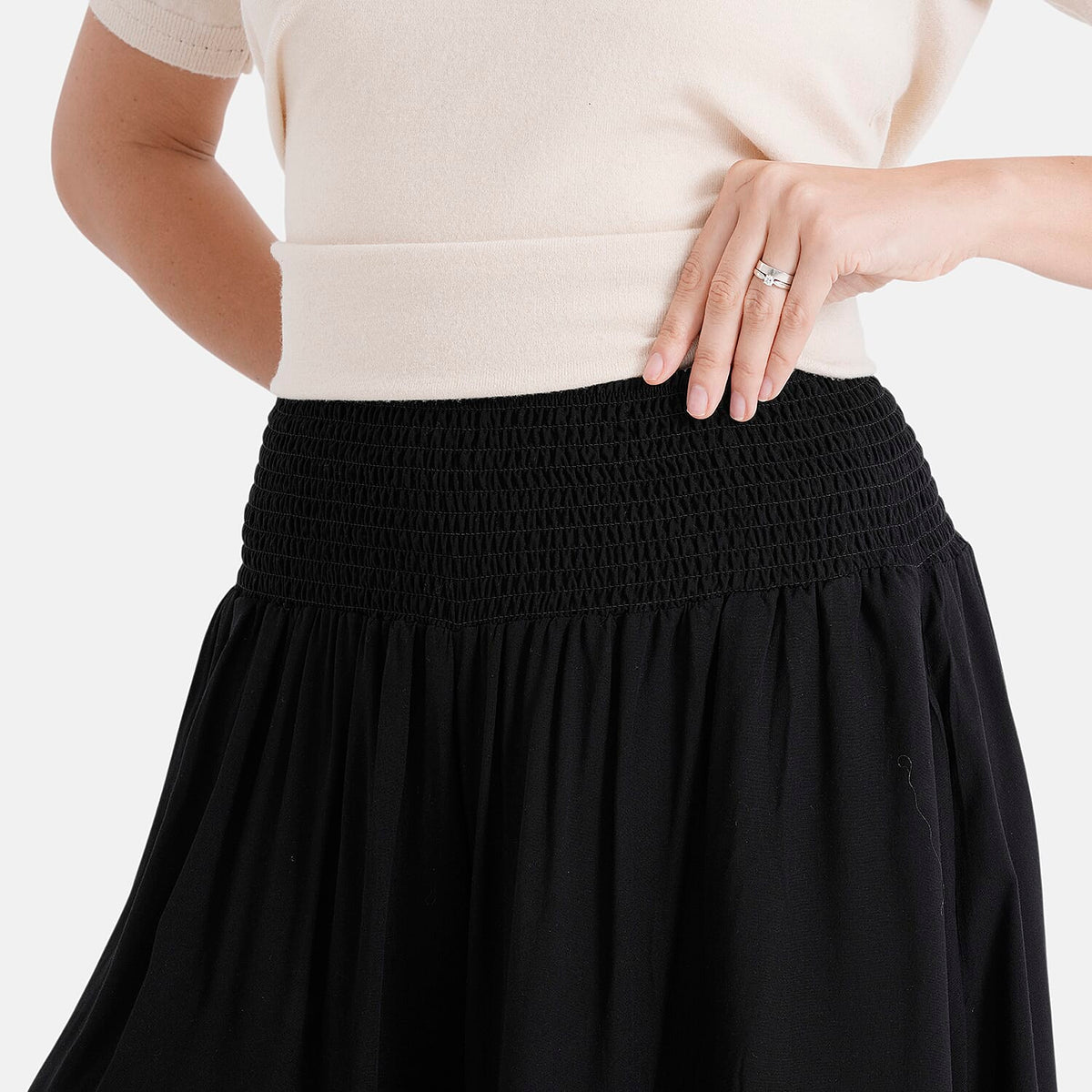 La Marey Smocked Stretch Culotte (One Size, 10-22) - Black V32529130 6