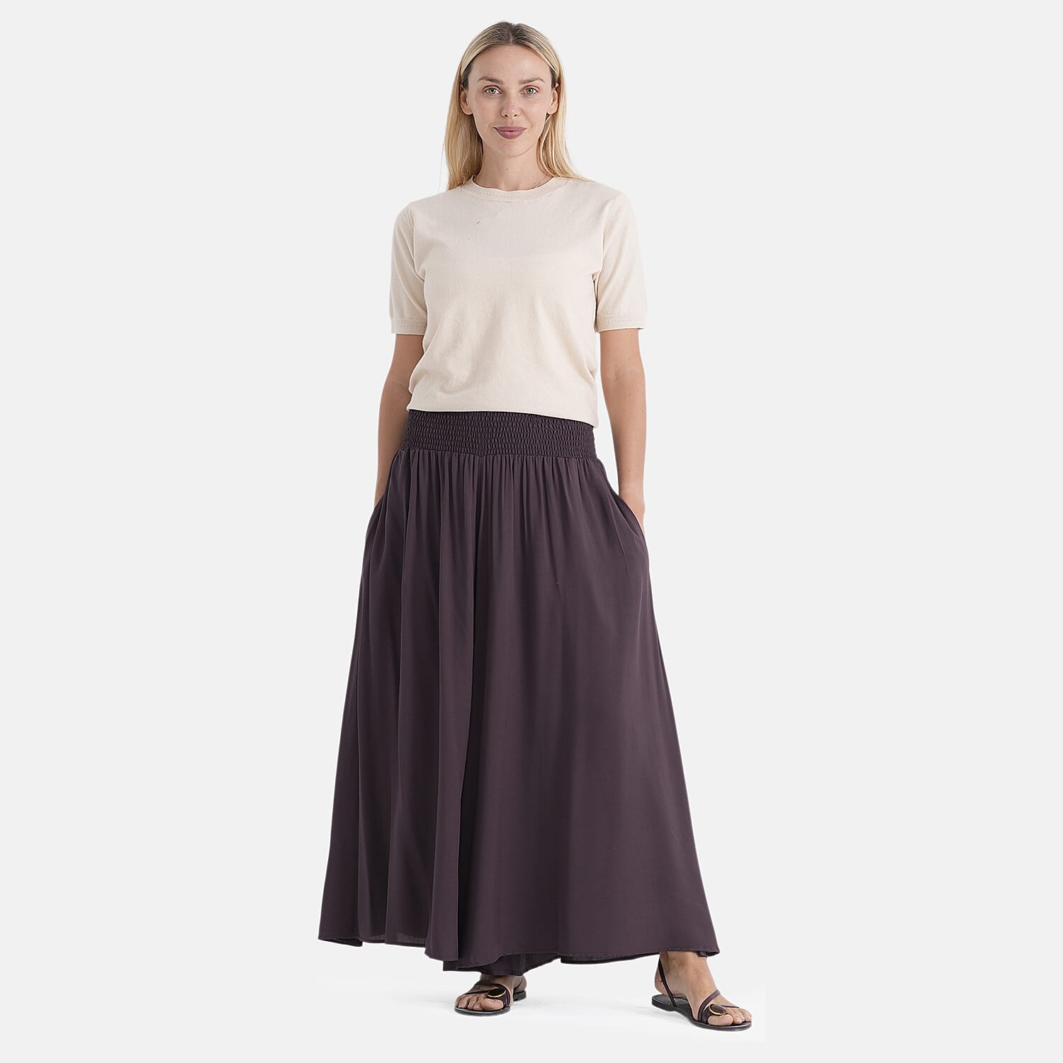 La Marey Smocked Stretch Culotte (One Size, 10-22) - Brown 8436978 0