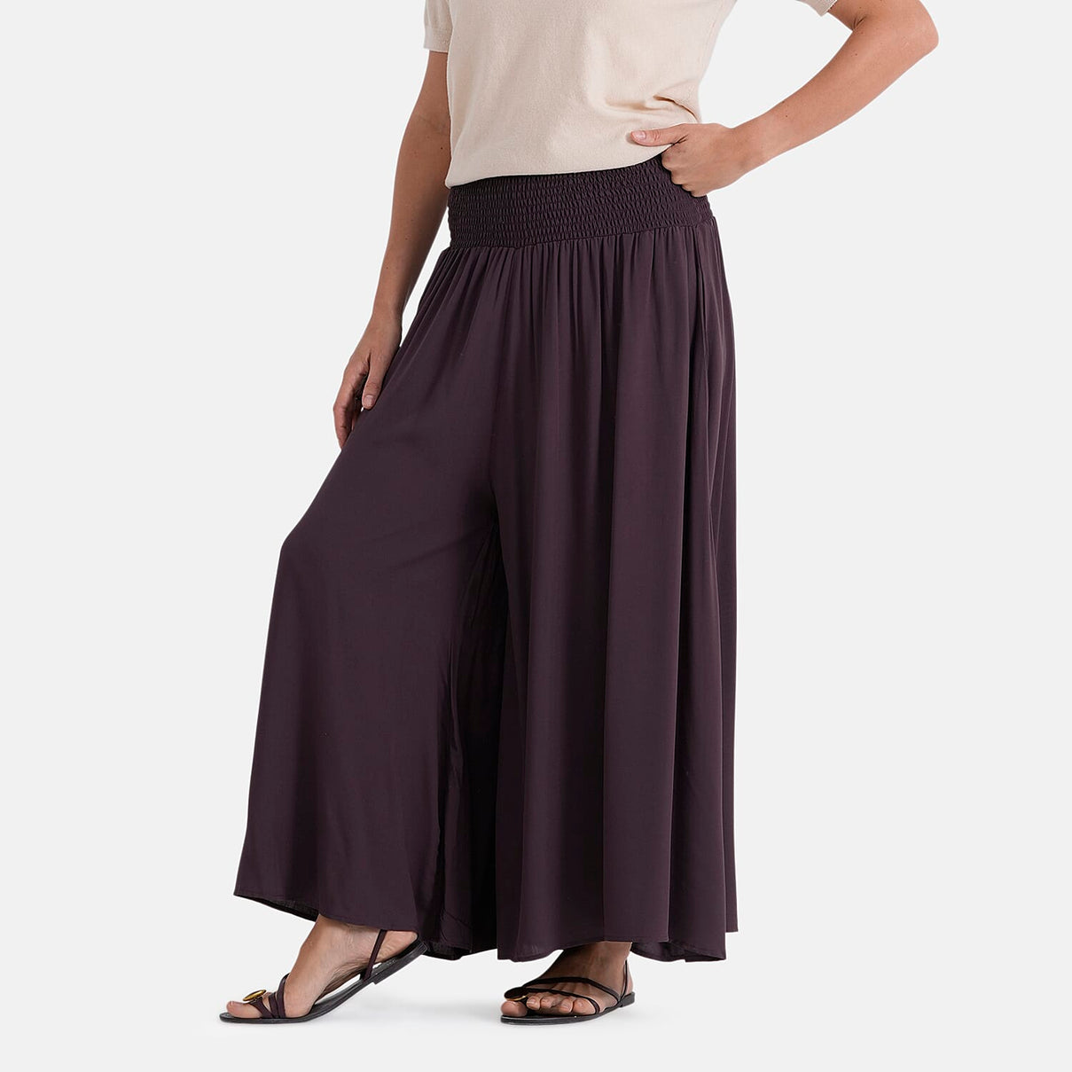 La Marey Smocked Stretch Culotte (One Size, 10-22) - Brown 8436978 4
