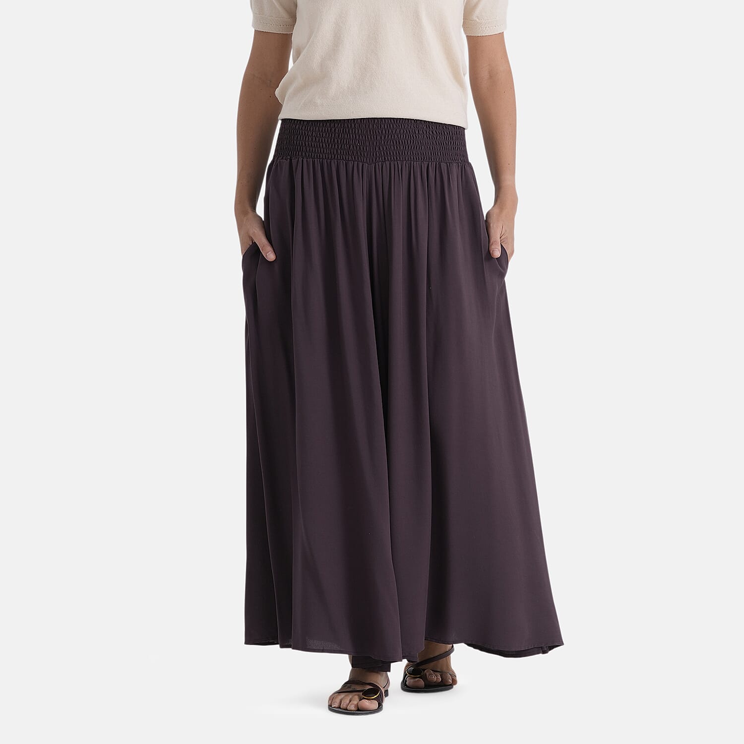 La Marey Smocked Stretch Culotte (One Size, 10-22) - Brown 8436978 5