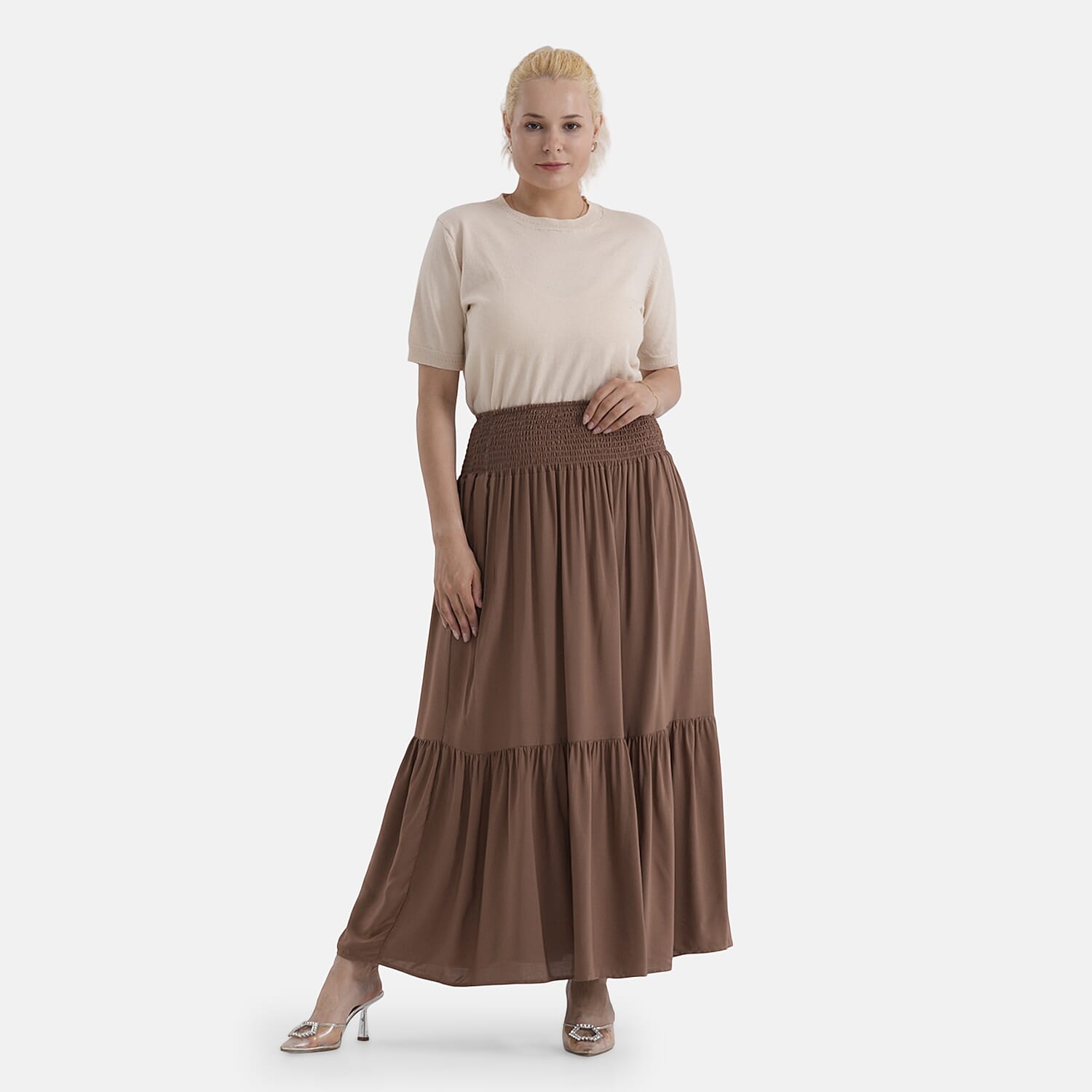 La Marey Elastic Waist Maxi Skirt (One Size) - Brown 8466019 0