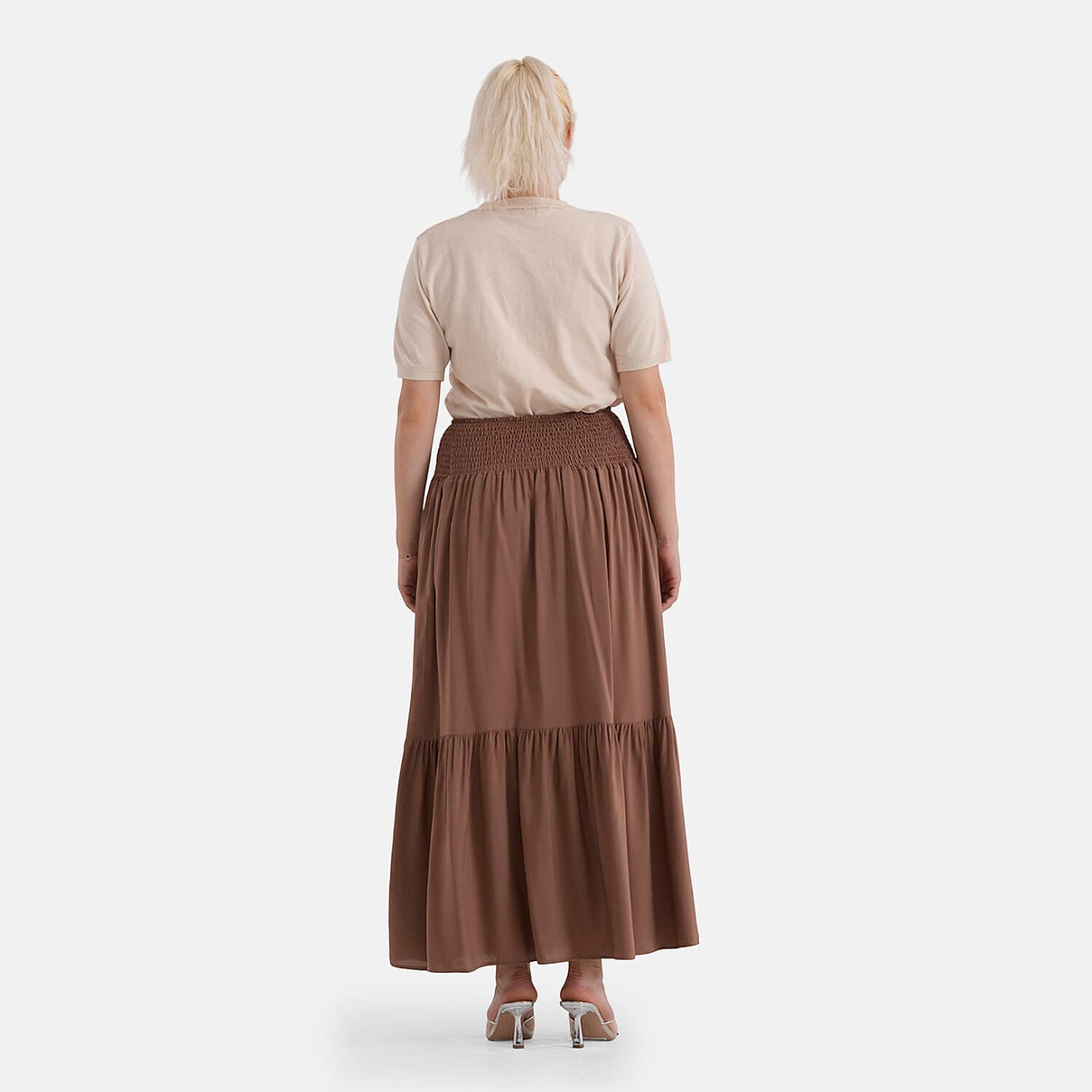 La Marey Elastic Waist Maxi Skirt (One Size) - Brown 8466019 3