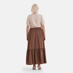 La Marey Elastic Waist Maxi Skirt (One Size) - Brown