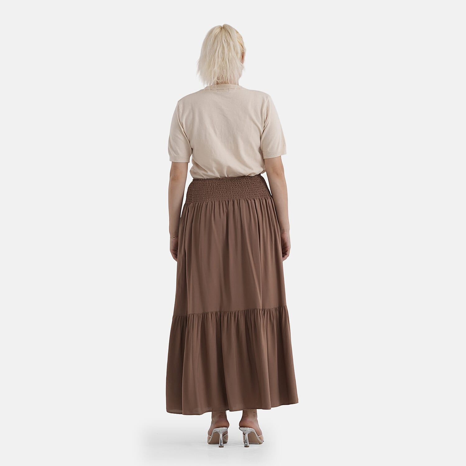 La Marey Elastic Waist Maxi Skirt (One Size) - Brown 8466019 3