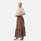 La Marey Elastic Waist Maxi Skirt (One Size) - Brown