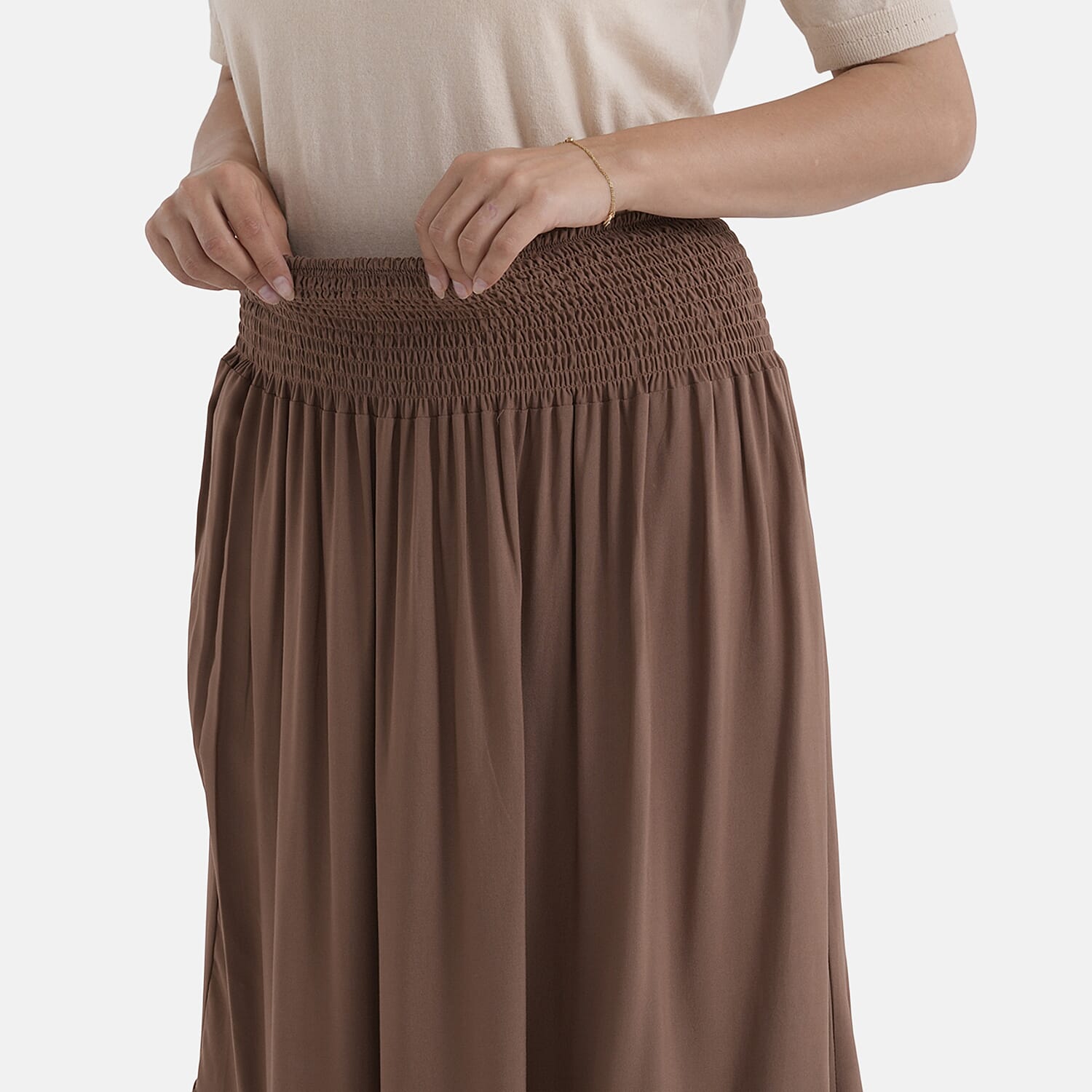 La Marey Elastic Waist Maxi Skirt (One Size) - Brown 8466019 6