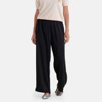 La Marey Silk Feeling Wide Leg Trousers (Size - L-XL) - Black