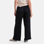 La Marey Silk Feeling Wide Leg Trousers (Size - L-XL) - Black