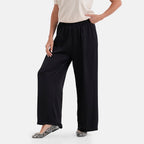 La Marey Silk Feeling Wide Leg Trousers (Size - L-XL) - Black