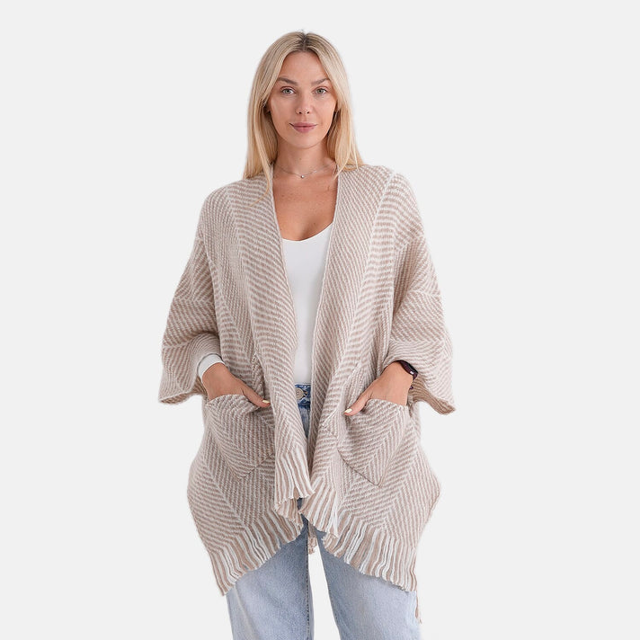 La Marey Relax Fit Tassel Cape (One Size, 8 to 20) - Beige V32668113 1
