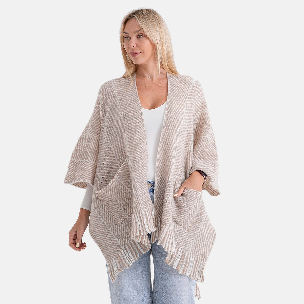 La Marey Relax Fit Tassel Cape (One Size, 8 to 20) - Beige V32668113 4