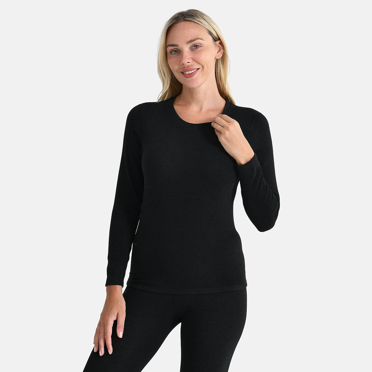 DOD- Cashmere Blend Thermal Scoop Neck Top &amp; Legging Sets(Size - L) - Black 8233477 4