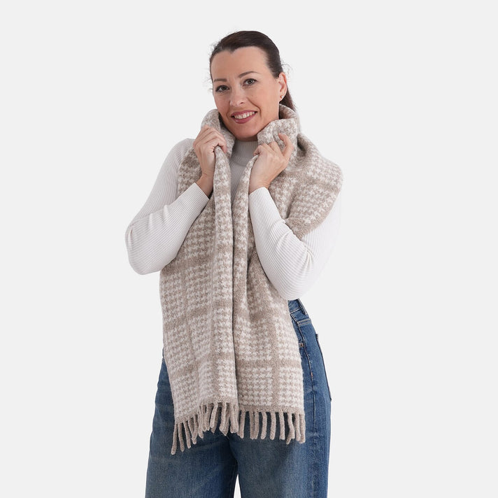 La Marey Super Soft Checkered Scarf with Tassel (180 X 30cm, One Size) - Burgundy 8357219 1