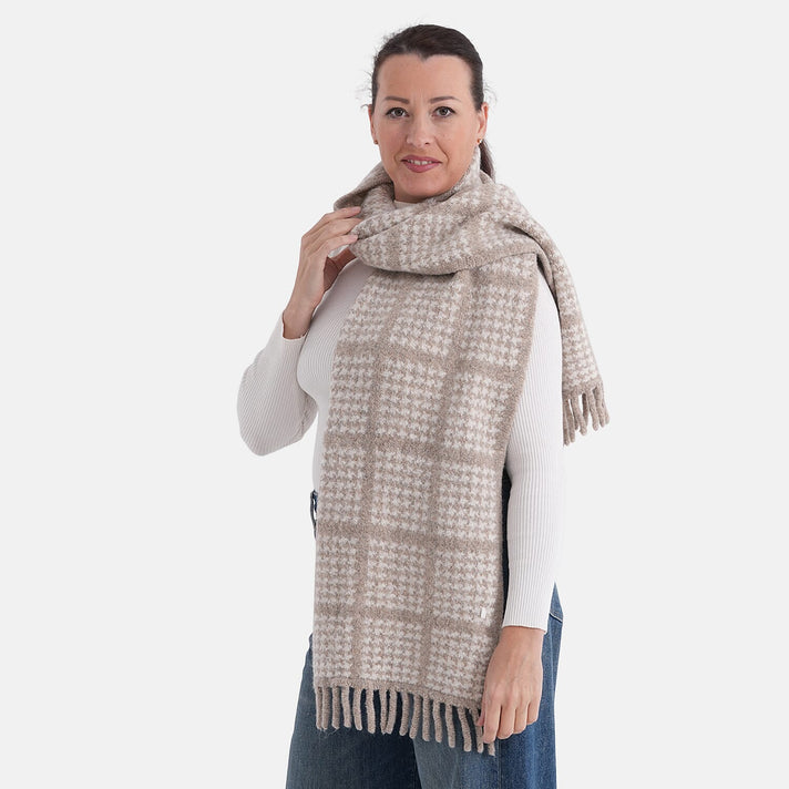La Marey Super Soft Checkered Scarf with Tassel (180 X 30cm, One Size) - Burgundy 8357219 2