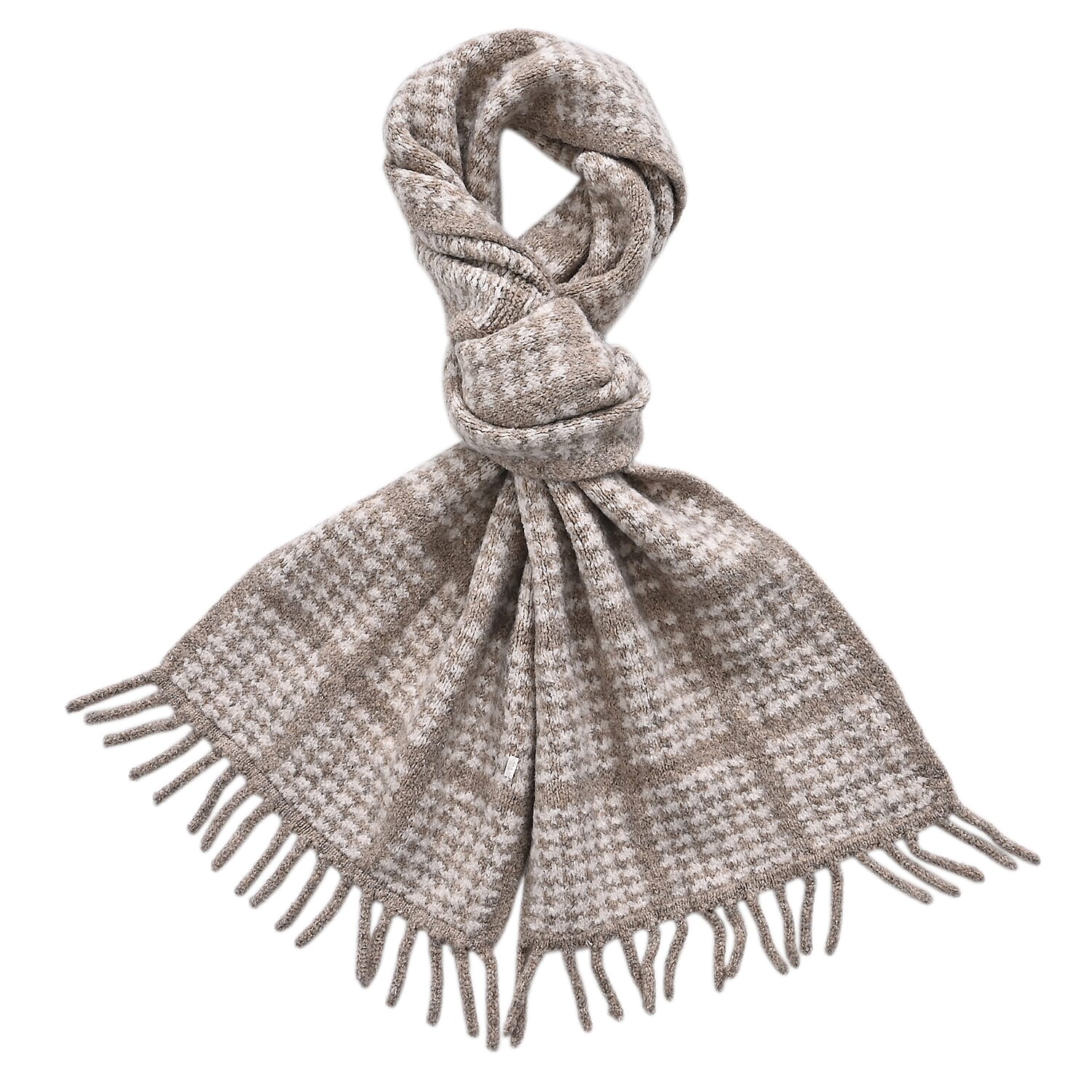 La Marey Super Soft  Checkered Scarf with Tassel (180 X 30cm, One Size) - OatMeal V32515989 5